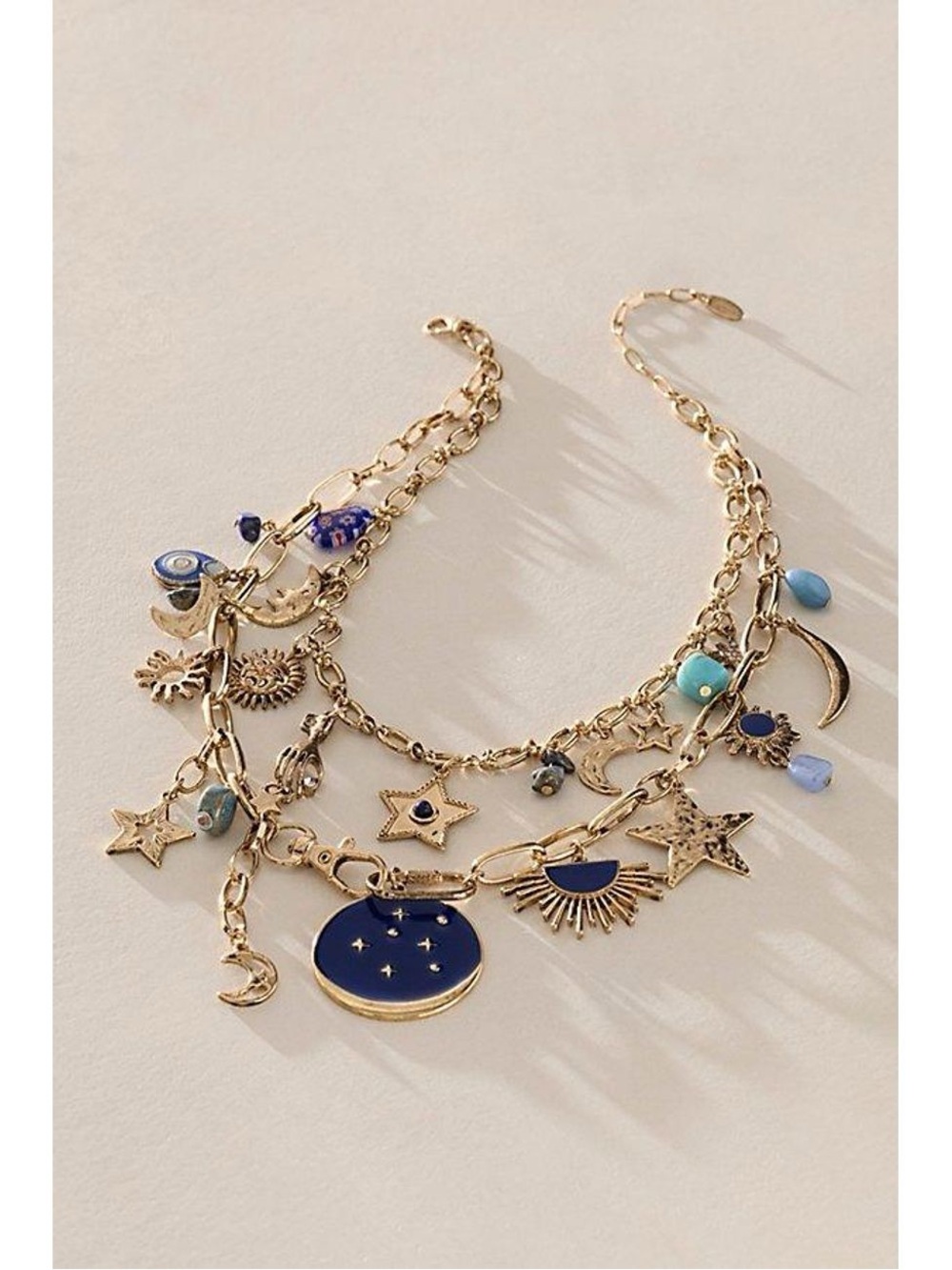 Free People Adjustable Charm Necklace Star Girl Gold Tone